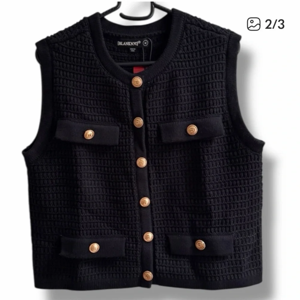 NWT BLANKNYC Black Knit VestS6